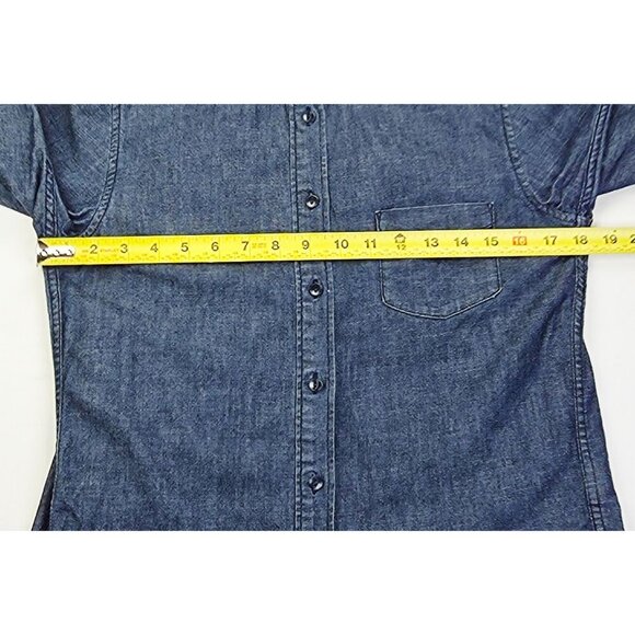 Uniqlo Size Small Womens Blue Denim Long Sleeve Button Up Cotton Pocket Shirt - Picture 3 of 8